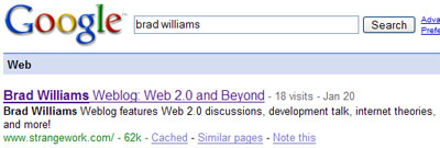 Google SERP for Brad Williams
